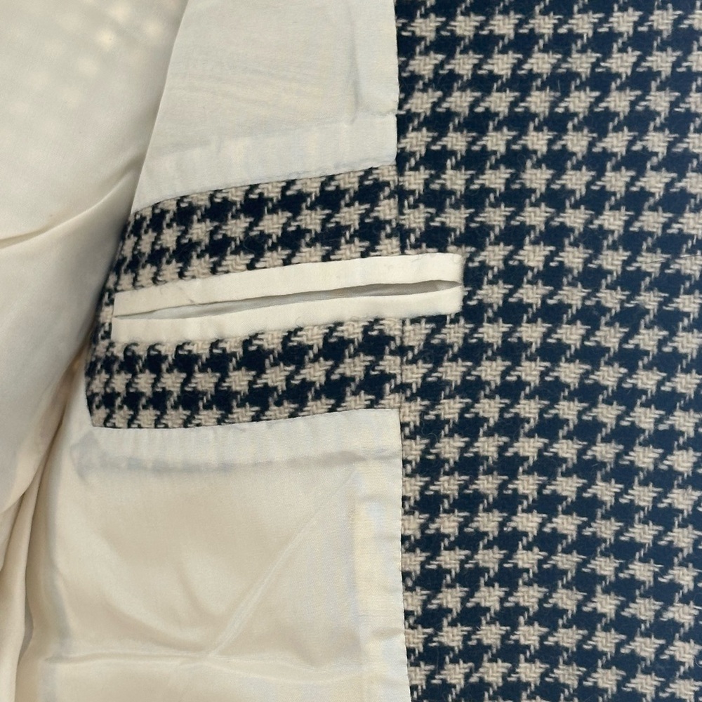 J. CREW Black and White Houndstooth Wool Fitted Blazer 2 - Picture 6 of 11